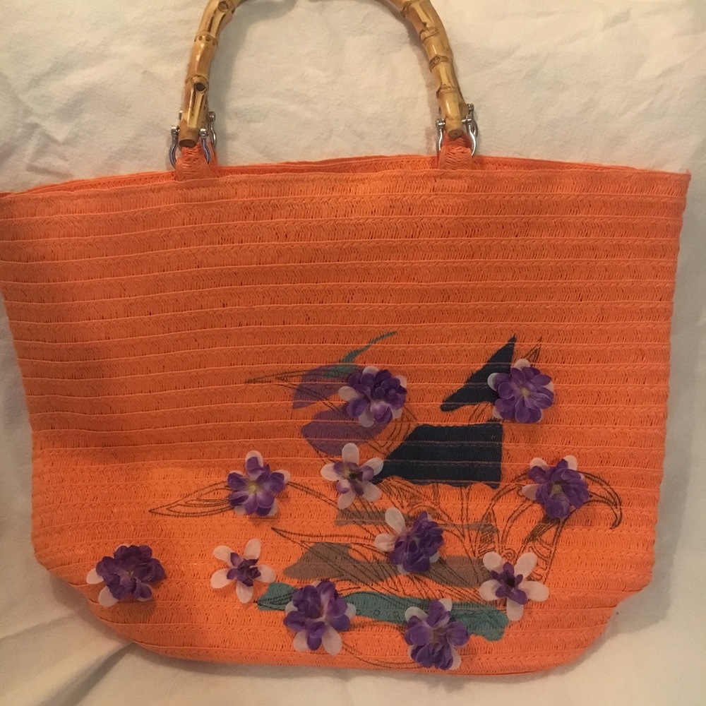 Vintage upcycled straw purse